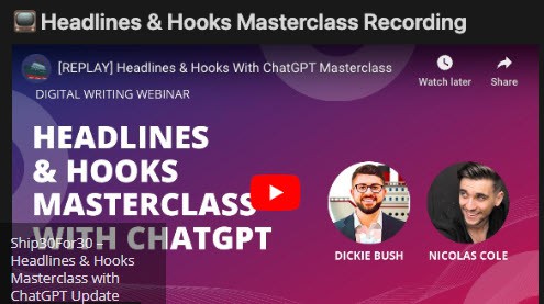 Ship30for30 – Headlines & Hooks Masterclass With Chatgpt